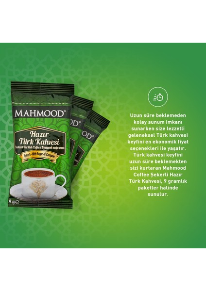 Mahmood Coffee Hazır Türk Kahvesi Şekerli 12 Adet x  9 gr