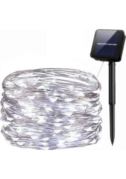 10m 100'lü Güneş Enerjili Led Işık - Soğuk Beyaz (Yurt Dışından)