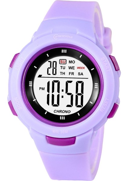 Spor Dijital Izle Açık Su Geçirmez Bilek Izle Alarm Kronometre Hediye ile Mor (Yurt Dışından)