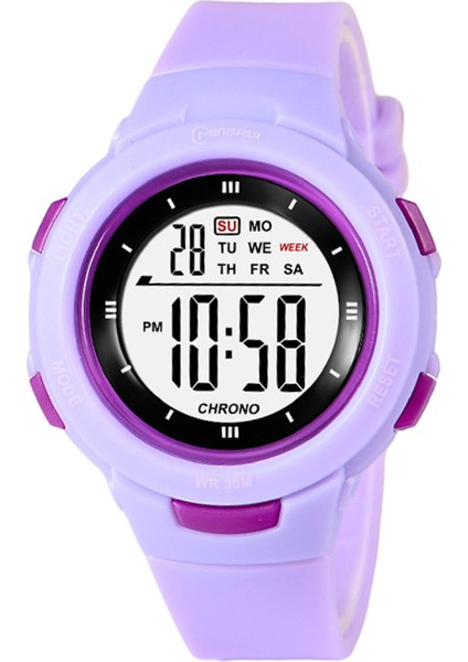 Spor Dijital Izle Açık Su Geçirmez Bilek Izle Alarm Kronometre Hediye ile Mor (Yurt Dışından)