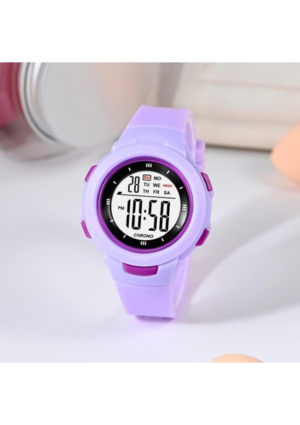 Spor Dijital Izle Açık Su Geçirmez Bilek Izle Alarm Kronometre Hediye ile Mor (Yurt Dışından)