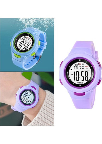 Spor Dijital Izle Açık Su Geçirmez Bilek Izle Alarm Kronometre Hediye ile Mor (Yurt Dışından)