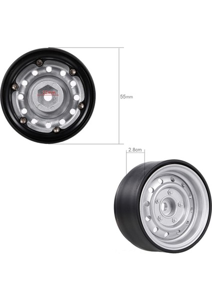 2 Parça Rc Jantlar 1.9 Inç Beadlock Metal 1:10 Için Trx4 Axial SCX10 90046 D90 Siyah