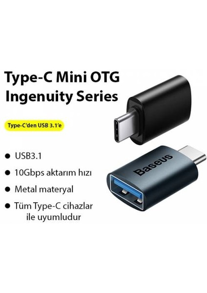 Type-C Otg Type-C To USB 3.1 Type-C Dönüştürücü Adaptör Mini Otg Ingenuity Series