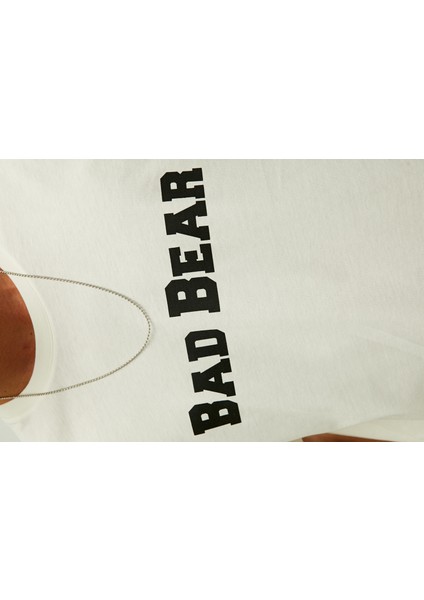 22.01.07.053_Title O Yaka Oversized Baskılı Beyaz Erkek T-Shirt fiyatları