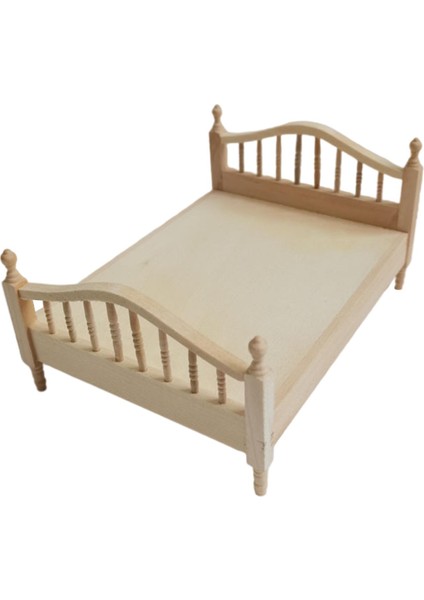 1 12 Ölçekli Dollhouse Çift Kişilik Yatak Orta Dekor Yatak Olmayan Çocuklar Için Keyafir Yatak (Yurt Dışından)