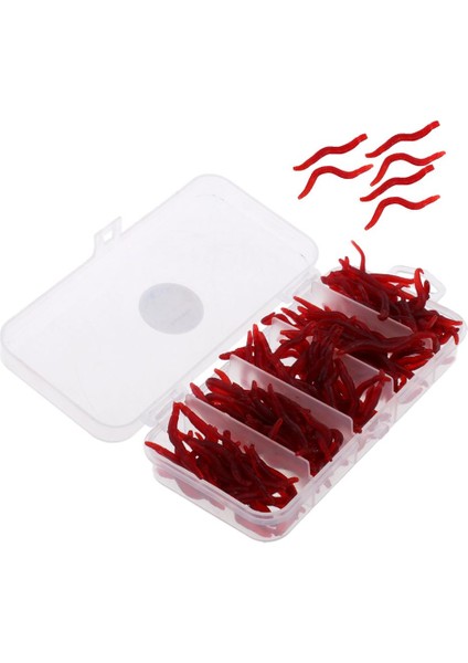 150 Adet Yumuşak Solucan Balıkçılık Yem Solucan Lures Kancalar Yemler Kırmızı (Yurt Dışından)