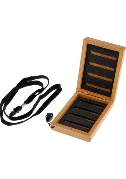 Taşınabilir Ahşap Bambu Fly Fishing Finess Kordonlu Kutu - 96 Sinek Tutar (Yurt Dışından) fırsatları