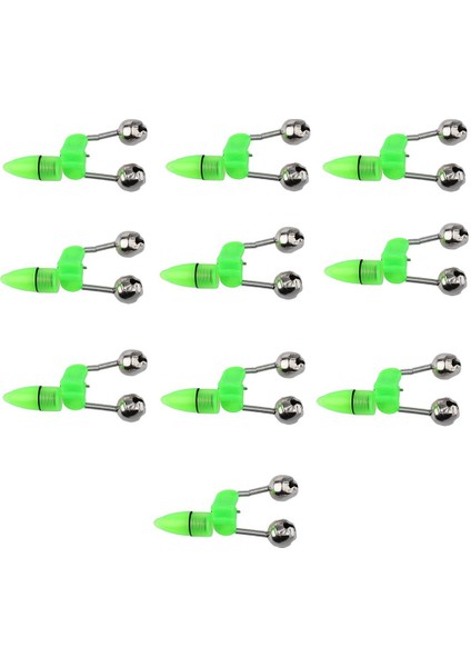 10 Parça LED Ikiz Çan Gece Olta LED Işık Klip Bite Lure Alarm Yeşil (Yurt Dışından)