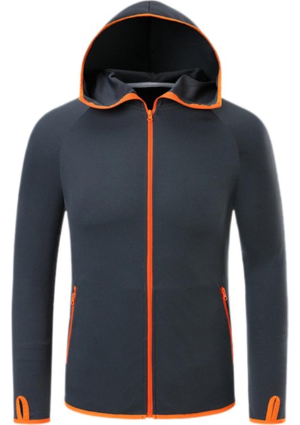 Balıkçılık Hoodie Gömlek Erkekler Fermuar Uzun Kollu Su Geçirmez Ceket Yürüyüş Dalış Xxxl Koyu Gri (Yurt Dışından)