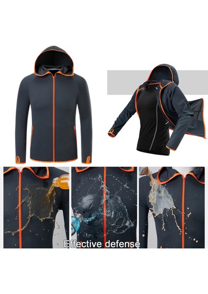 Balıkçılık Hoodie Gömlek Erkekler Fermuar Uzun Kollu Su Geçirmez Ceket Yürüyüş Dalış Xxxl Koyu Gri (Yurt Dışından) modelleri