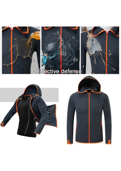 Balıkçılık Hoodie Gömlek Erkekler Fermuar Uzun Kollu Su Geçirmez Ceket Yürüyüş Dalış Xxxl Koyu Gri (Yurt Dışından) fırsatları