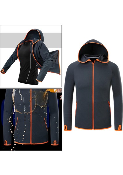 Balıkçılık Hoodie Gömlek Erkekler Fermuar Uzun Kollu Su Geçirmez Ceket Yürüyüş Dalış Xxxl Koyu Gri (Yurt Dışından) indirimleri
