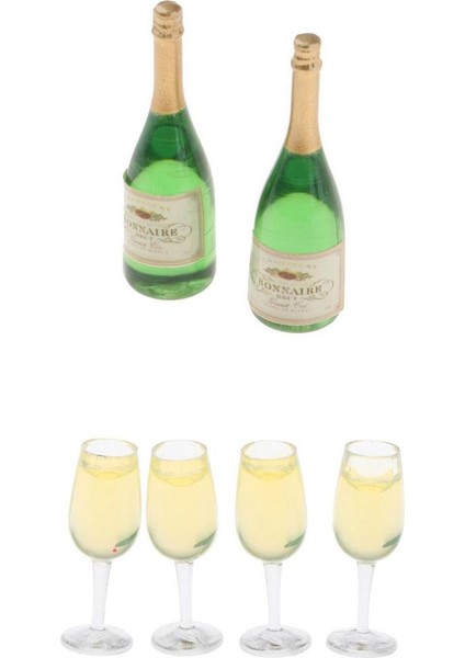 6 Parça 1:12 Dollhouse Mutfak Yemek Odası Aksesuar Şarap Şişeleri Kupalar Kiti (Yurt Dışından)