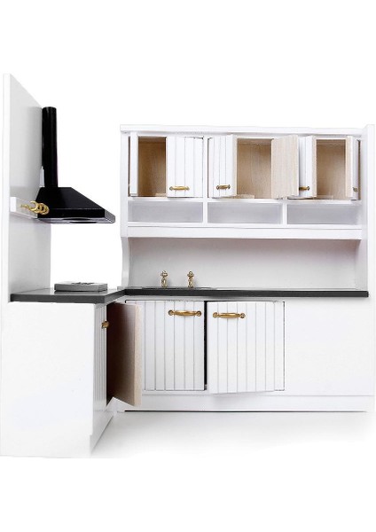 Modern Buzdolabı Lavabo Soba Dolabı Seti Dollhouse Oturma Odası Dekor (Yurt Dışından)