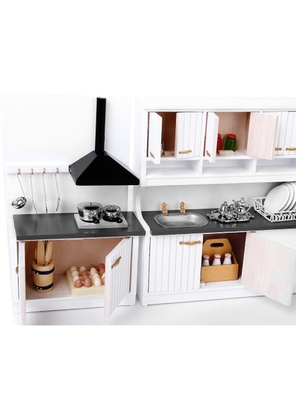Modern Buzdolabı Lavabo Soba Dolabı Seti Dollhouse Oturma Odası Dekor (Yurt Dışından)