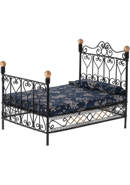 1/12 Dollhouse Minyatür Mobilya Metal Avrupa Retro Çift Kişilik Yatak Yeni (Yurt Dışından)