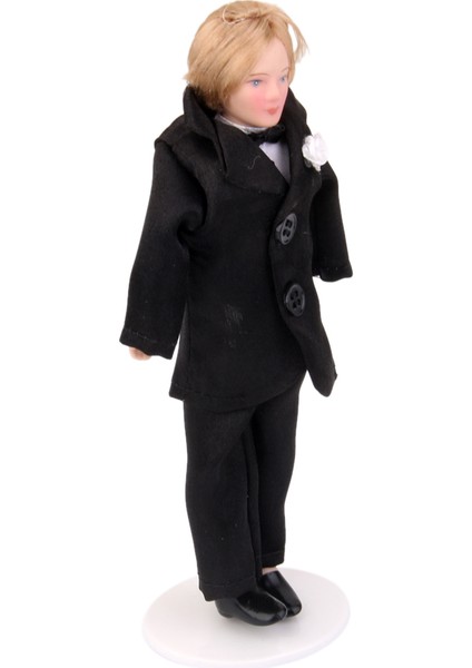 Dollhouse Minyatür Porselen Bebek Damat Siyah Takım Elbise (Yurt Dışından)