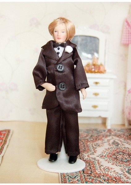 Dollhouse Minyatür Porselen Bebek Damat Siyah Takım Elbise (Yurt Dışından)