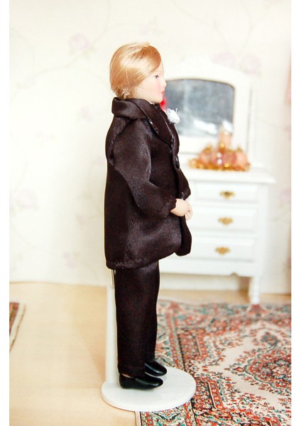 Dollhouse Minyatür Porselen Bebek Damat Siyah Takım Elbise (Yurt Dışından)