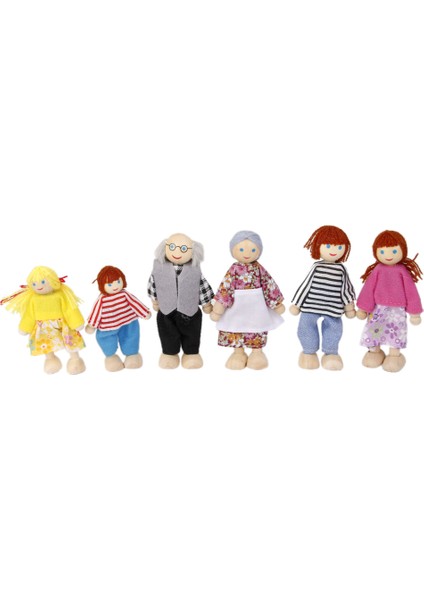 6 Adet Ahşap Bebekler Çocuklar Için Aile Üyeleri Bebekler Rol Oyna Oyuncaklar Hediye (Yurt Dışından)