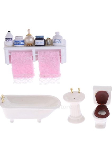 Dollhouse Minyatür Banyo Mobilya Tuvalet Havzası Küvet Kule Raf Seti (Yurt Dışından)