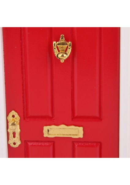 1:12 Dollhouse Minyatür Lüks Ahşap Kırmızı Dış Kapı 4 Anahtarı ile Panel (Yurt Dışından)