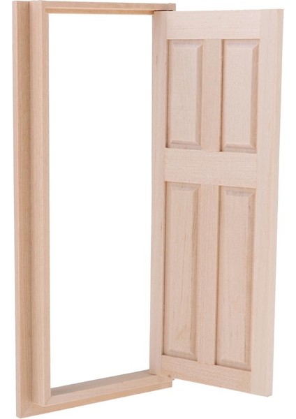 1/12 Ahşap 4-Pane Harici Tek Kapı Bebekler Için Ev Odası Için Dıy Aksesuarları (Yurt Dışından)