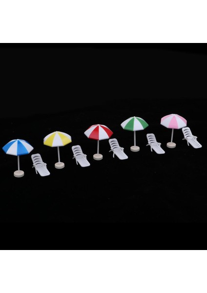5 Takım 1/12 Dollhouse Plastik Plaj Sandalye Şemsiye Çocuklar Oyun Oyuncak # 6 Pretend (Yurt Dışından) modelleri