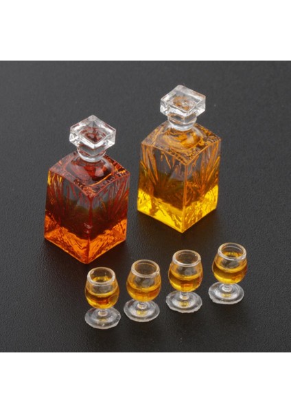 1:12 Dollhouse Minyatür Şarap Şişesi ve Bardak Pub Içecek Modeli Oyuncaklar (Yurt Dışından)