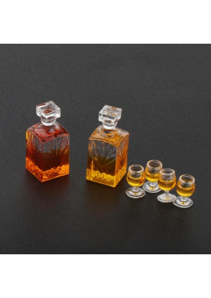 1:12 Dollhouse Minyatür Şarap Şişesi ve Bardak Pub Içecek Modeli Oyuncaklar (Yurt Dışından)
