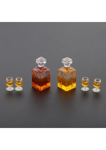 1:12 Dollhouse Minyatür Şarap Şişesi ve Bardak Pub Içecek Modeli Oyuncaklar (Yurt Dışından)