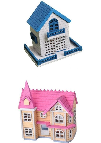 1:12 Ölçekli Dollhouse Minyatür Mavi Çatı Dıy Yapı Tavan Modelleri 2 Takım (Yurt Dışından)