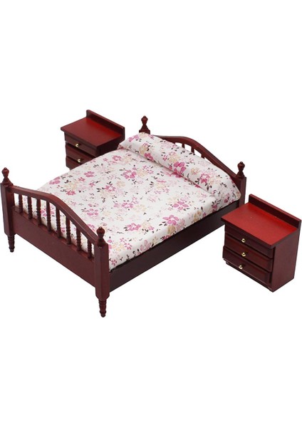 1/12 Ölçekli Dollhouse Minyatür Mini Mobilya Yatak Gece Masa Dıy Süsler Kahverengi Set (Yurt Dışından) fiyatları