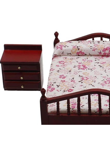 1/12 Ölçekli Dollhouse Minyatür Mini Mobilya Yatak Gece Masa Dıy Süsler Kahverengi Set (Yurt Dışından) modelleri