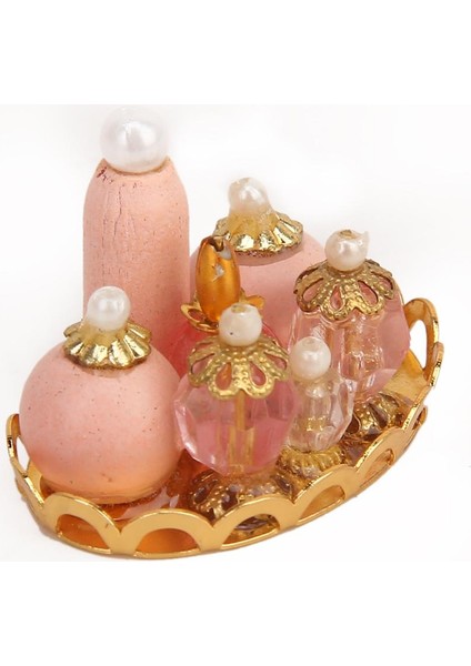 Lüks Minyatür Banyo Parfüm Seti W / Tepsi Için 1/12 Dollhouse Mobilya Pembe (Yurt Dışından) modelleri