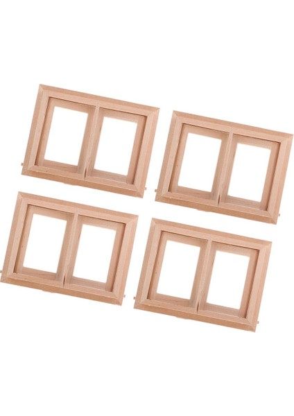 4 Adet 1/12 Dollhouse Minyatür 2 Bölme Pencere Çerçevesi Odası Aksesuarları Boyasız (Yurt Dışından)