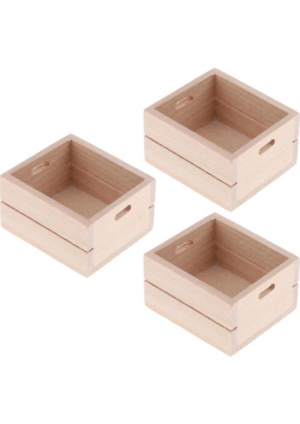 3 Adet 1:12 Dollhouse Minyatür Ahşap Saklama Kutusu Mutfak Oyuncakları Aksesuarları (Yurt Dışından)