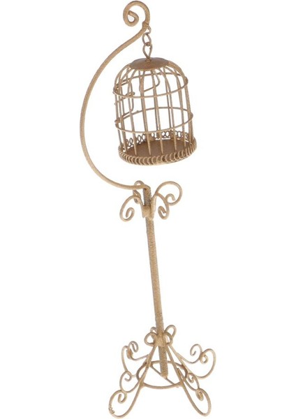 Vintage Metal Kuş Kafesi Birdcage Standı 1/12 Dollhouse Minyatür Ev Dekorasyonu (Yurt Dışından)