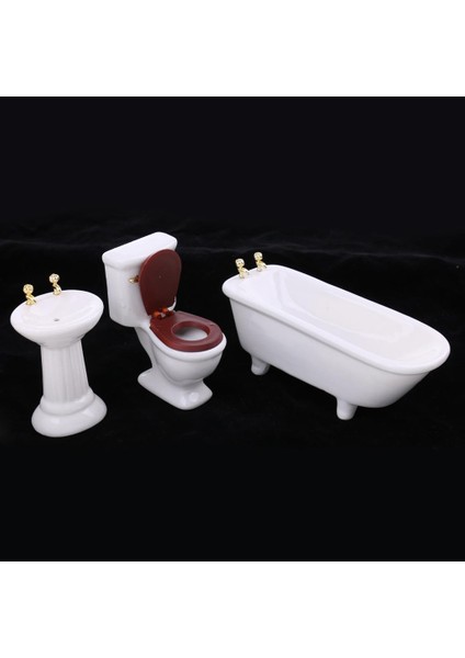 1/12 Dollhouse Seramik Mobilya Banyo Tuvalet Closestool Küvet Lavabo Seti (Yurt Dışından) fırsatları
