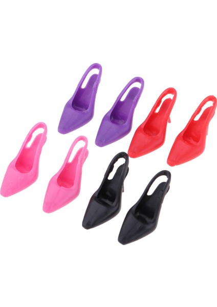4 Pairs 1/6 Minyatür Dollhouse Plastik Yüksek Topuk Ayakkabı Bebek Dekorasyon (Yurt Dışından)