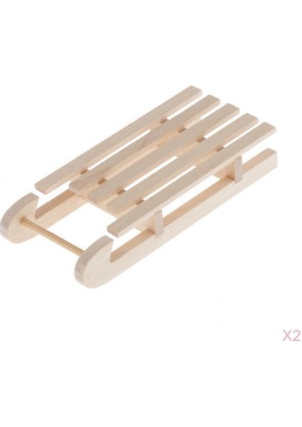 2 Adet Dollhouse Minyatür Açık Ahşap Kızak Kar Sled Unfinshed Boyalı (Yurt Dışından)
