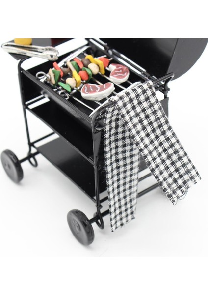 1/12 Dollhouse Minyatür Barbekü Fırın Araba Izgara Gıdalar Set Bahçe Yard Dekor (Yurt Dışından) modelleri