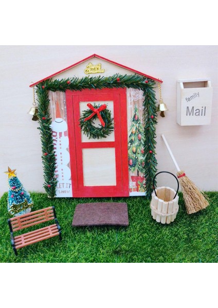 Dollhouse Bahçe Kapı Noel Ağacı Posta Kutusu Minyatür Ev Noel Dekor Oyuncaklar Kırmızı (Yurt Dışından) fiyatları