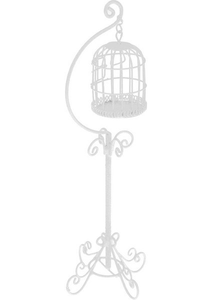 2 Adet 1/12 Retro Dollhouse Minyatür Birdcage Standı Model Dekor Beyaz ile (Yurt Dışından)