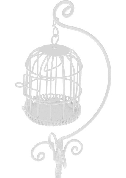 2 Adet 1/12 Retro Dollhouse Minyatür Birdcage Standı Model Dekor Beyaz ile (Yurt Dışından)