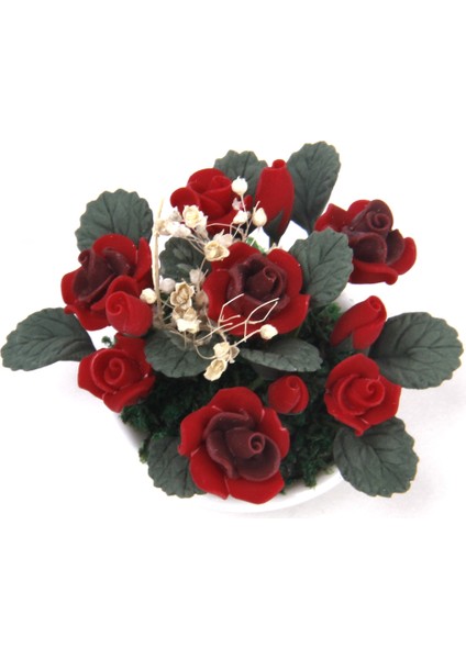 1:12 Dollhouse Minyatür Bitki Gül Gypsophila Çiçek Seramik Tencerede (Yurt Dışından)