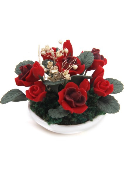 1:12 Dollhouse Minyatür Bitki Gül Gypsophila Çiçek Seramik Tencerede (Yurt Dışından)