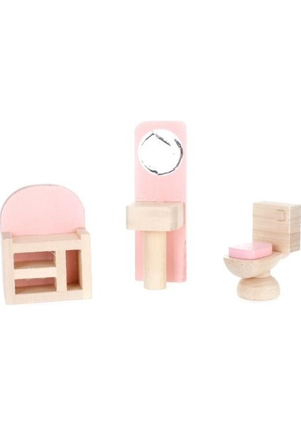 Vintage Ahşap Banyo Seti Bebekler Evin Minyatür Mobilya Pembe Açık Pembe (Yurt Dışından)