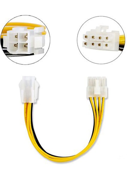 Atx 12V 4 Pin Cpu Güç Kablosu To 8 Pin Power Kablo 30 cm
